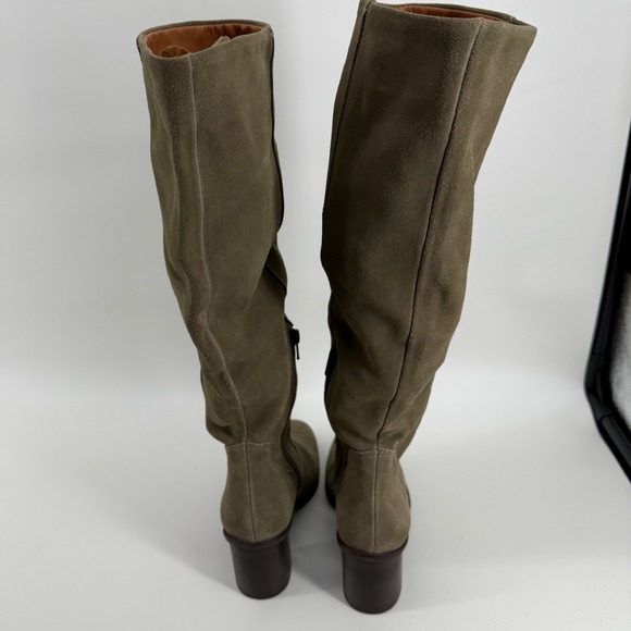 Lucky Brand Jolna Olive Green Suede Tall Western Block Heel Boots Womens 6M - Picture 4 of 9